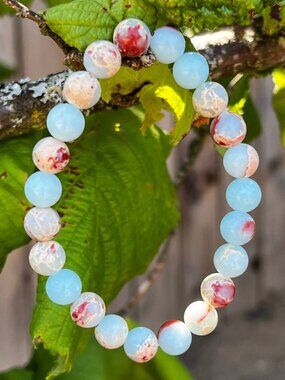 African Jasper Gemstone Stretch Bracelet | Handmade